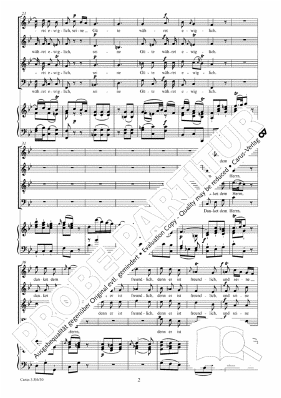Danket dem Herrn 4-Part scores gallery preview page 3