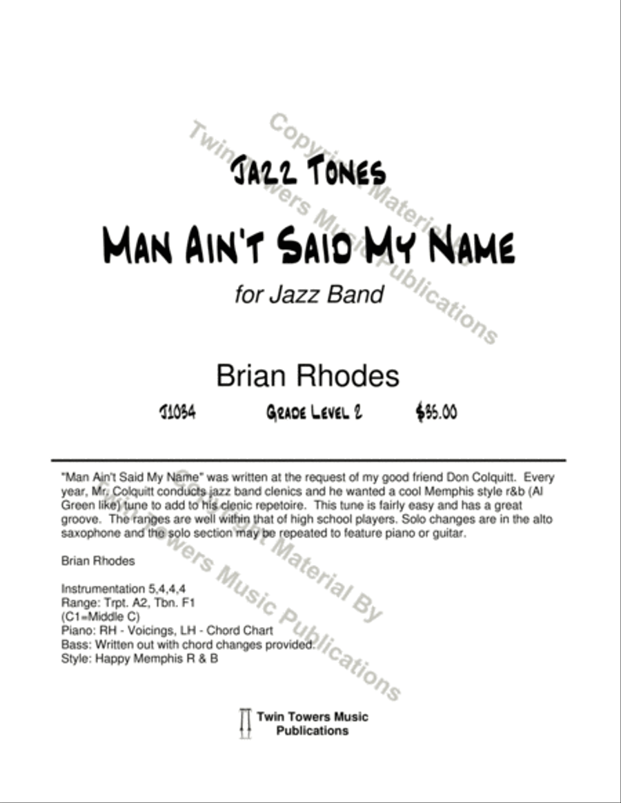 Man Ain't Said My Name Jazz Ensemble scores gallery preview page 2