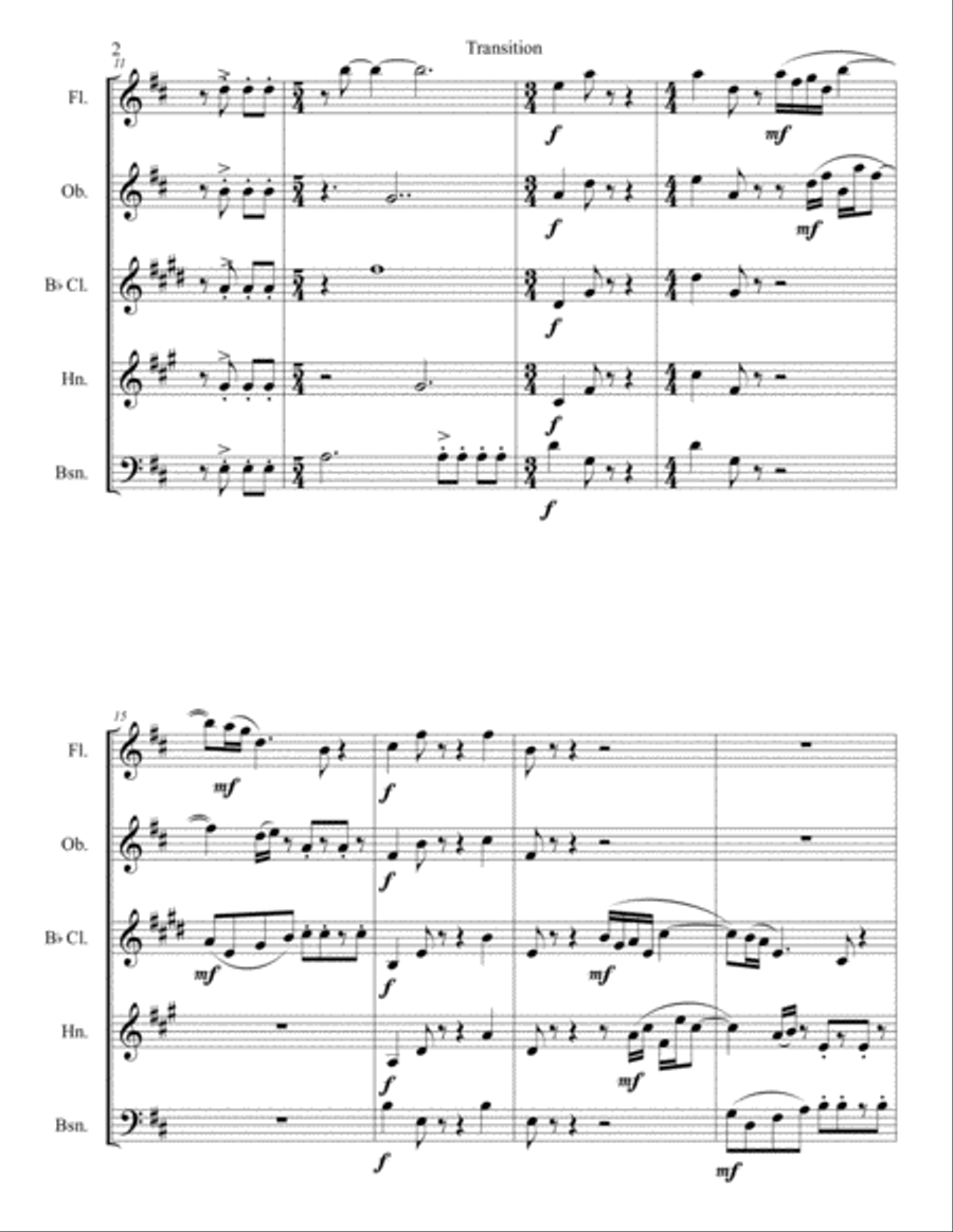 Transition I: Part I of a 3 movement work for woodwind quintet Woodwind Quintet scores gallery preview page 2