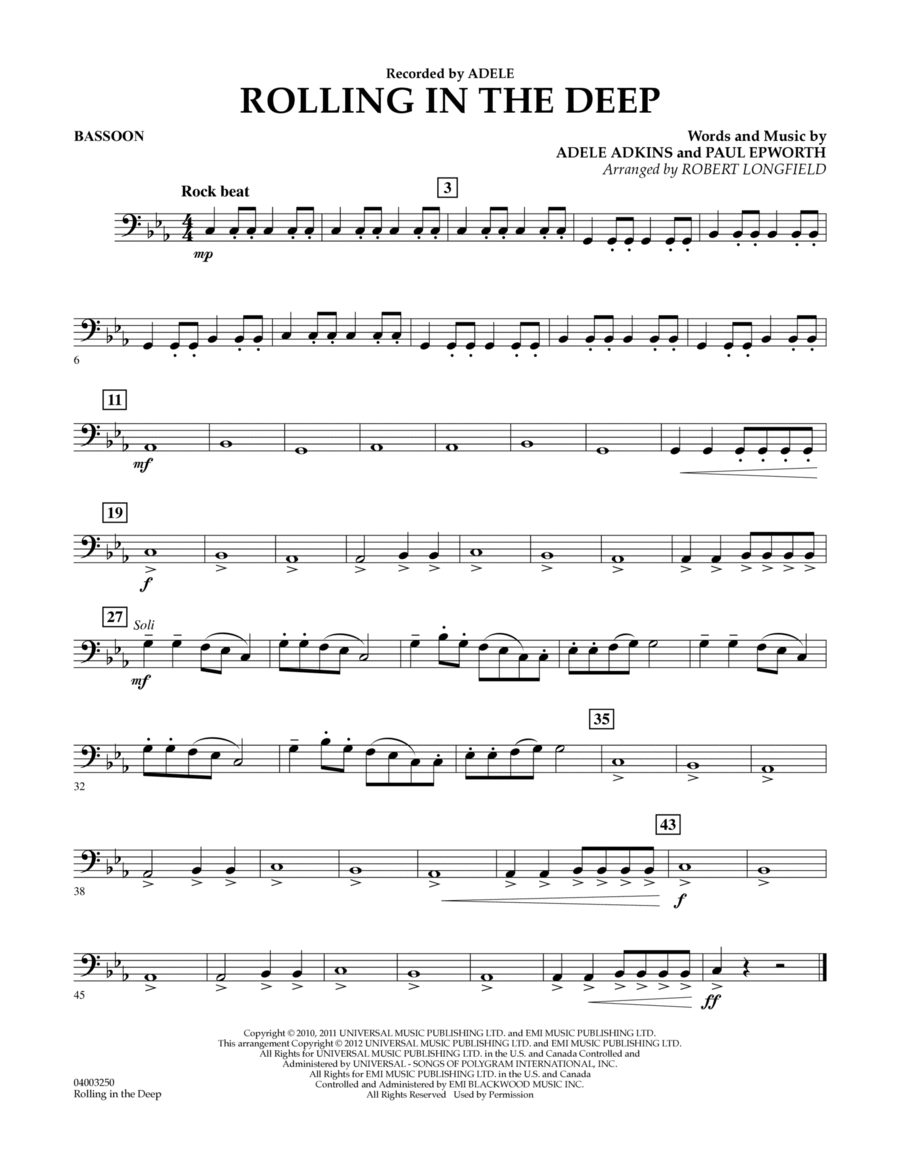 Rolling in the Deep - Bassoon Concert Band scores gallery preview page 1
