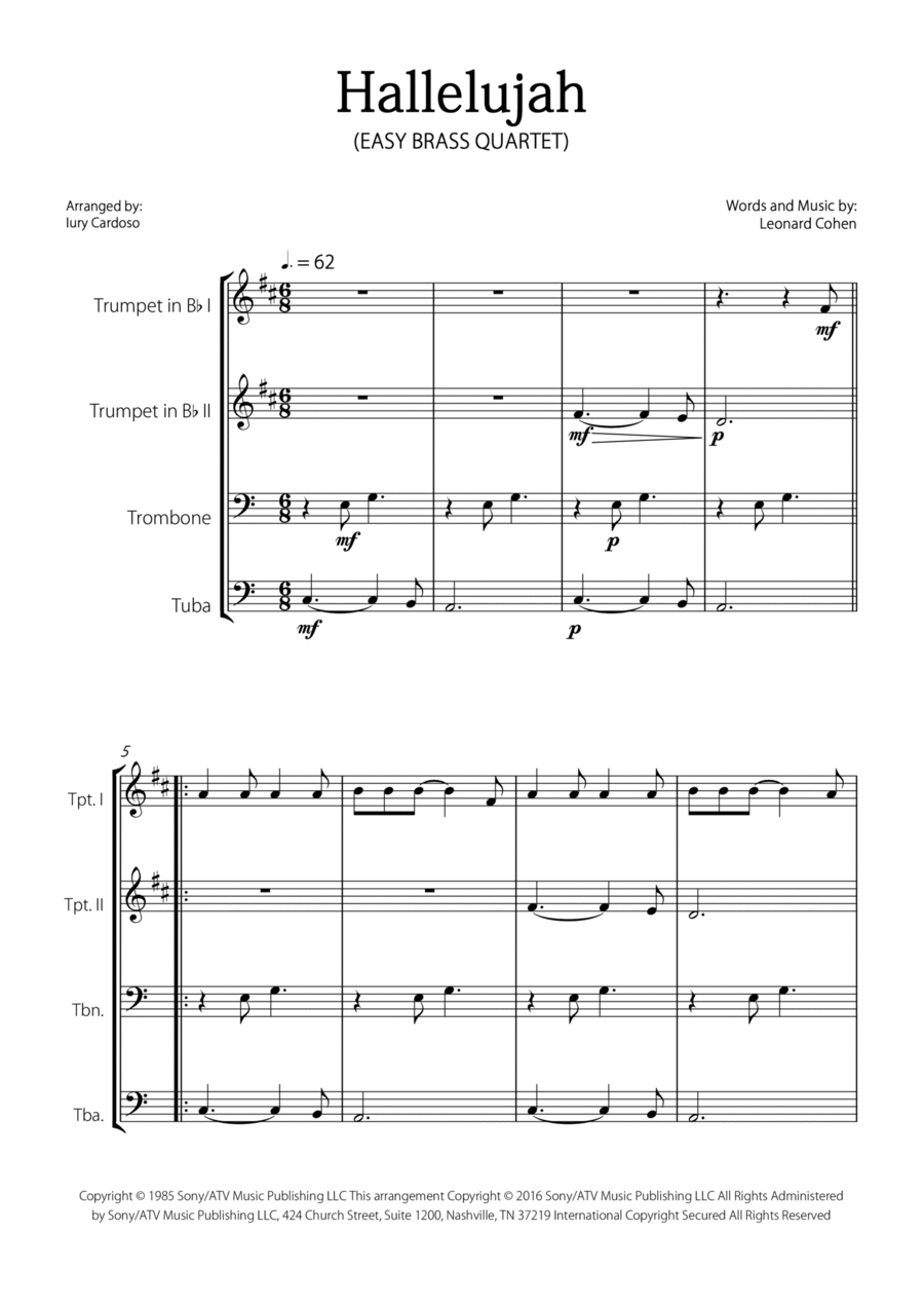Hallelujah Brass Quartet scores gallery preview page 1