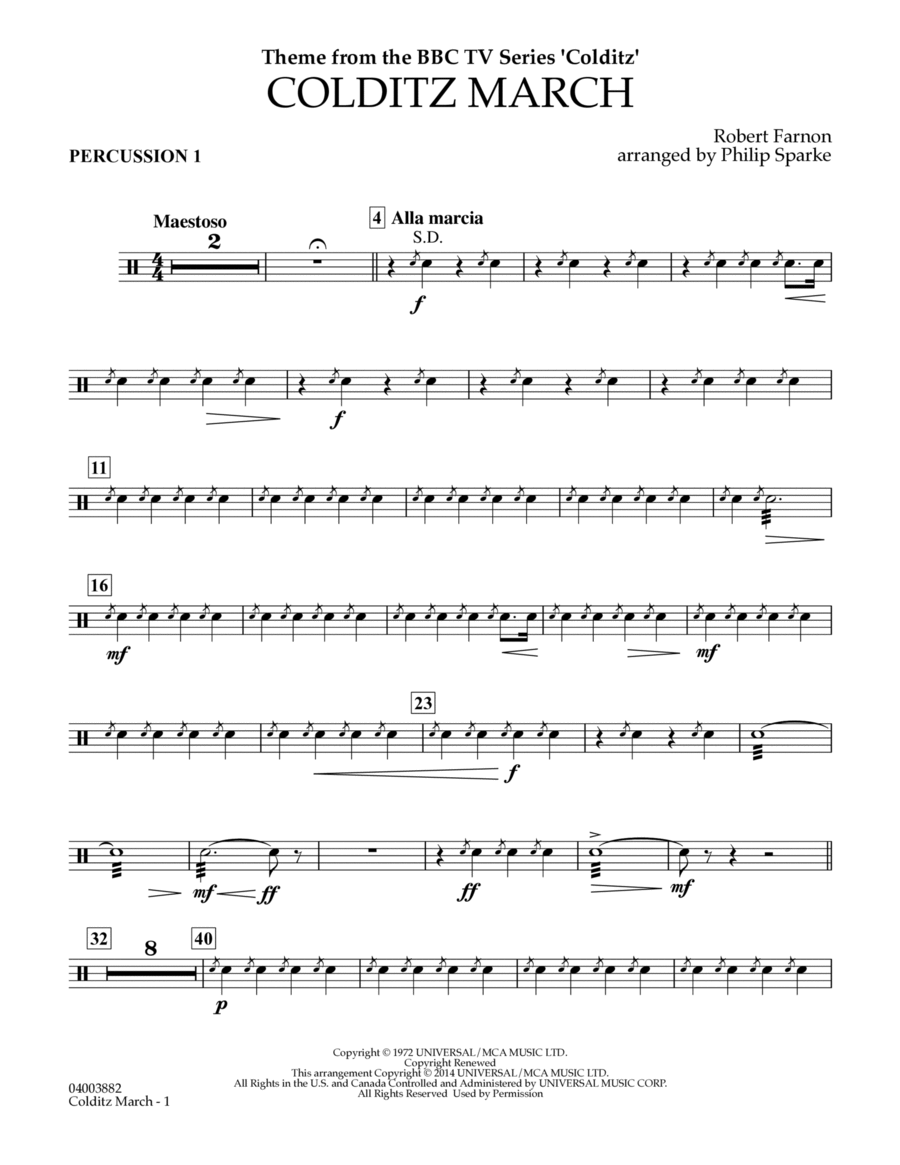 Colditz March (arr. Philip Sparke) - Percussion 1