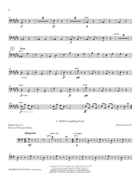 Celebration Songs (from Die Fledermaus) - Contrabass