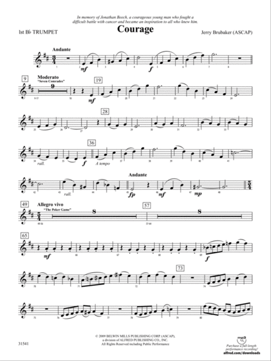Courage: 1st B-flat Trumpet Full Orchestra scores gallery preview page 1