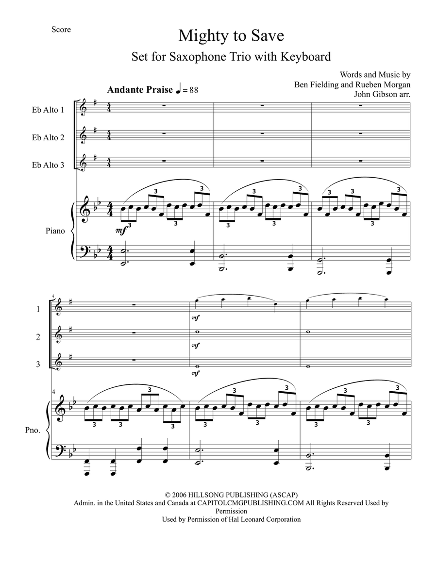 Mighty To Save Woodwind Trio scores gallery preview page 2