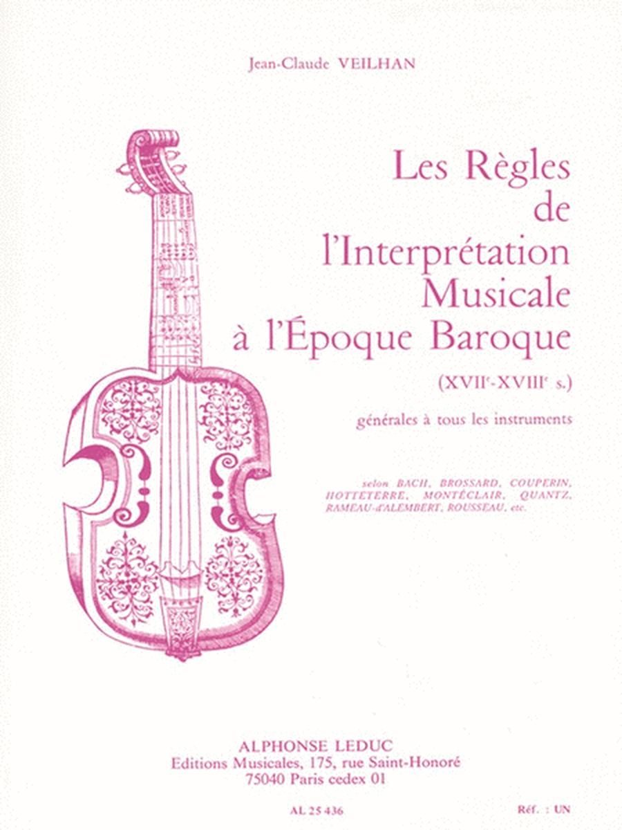 Jean-claude Veilhan - Les Regles De L?interpretation Musicale A L?epoque Baroque (versi