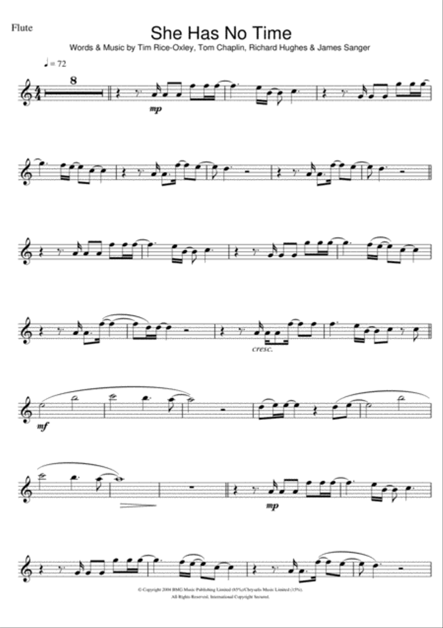 She Has No Time Flute Solo scores gallery preview page 1