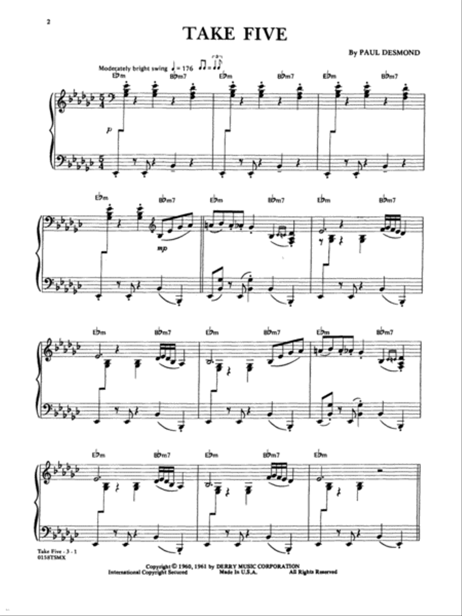 Take Five - Piano Solo Small Ensemble scores gallery preview page 2