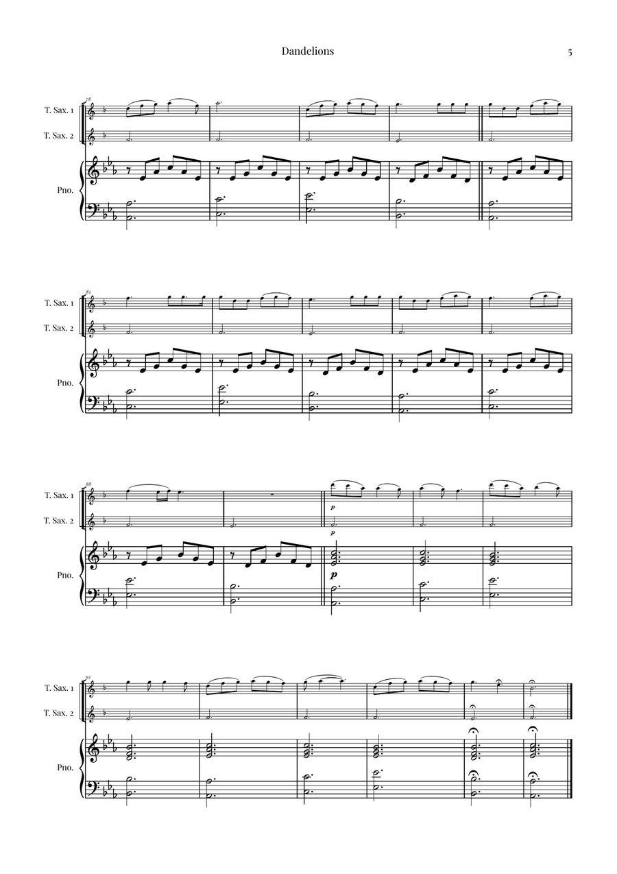 Dandelions Woodwind Duet scores gallery preview page 5
