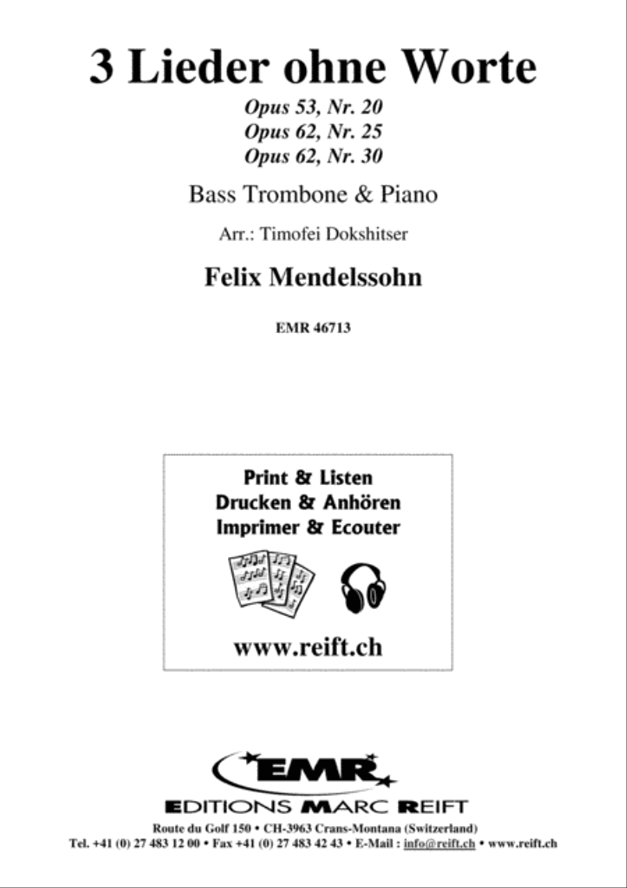3 Lieder ohne Worte Bass Trombone scores gallery preview page 2