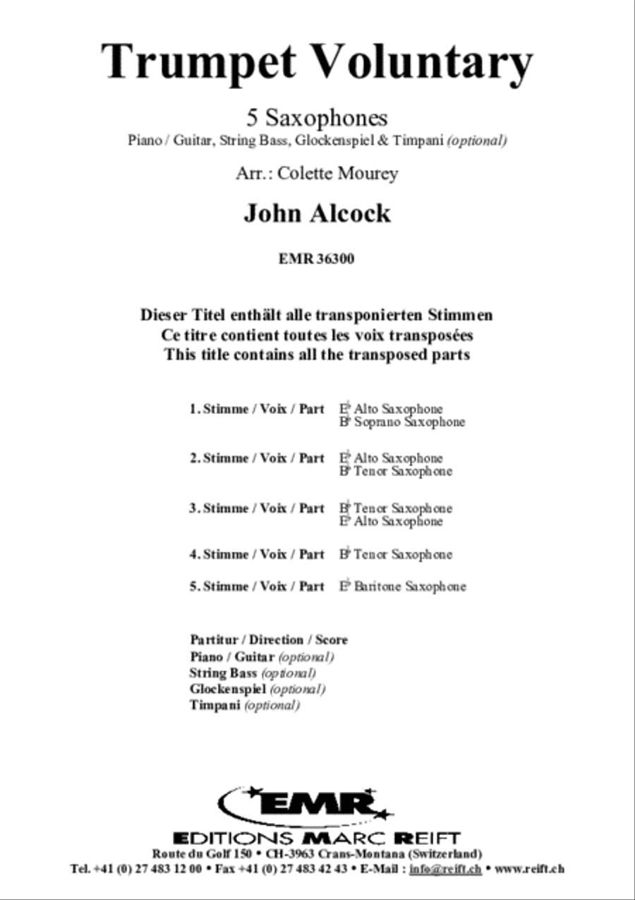 Trumpet Voluntary Saxophone Ensemble scores gallery preview page 2