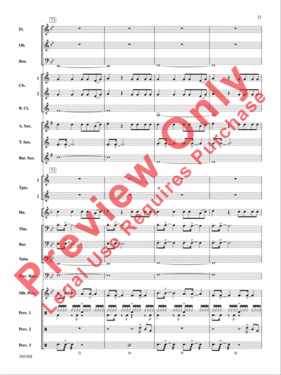 Teenage Dream / Super Bass Concert Band scores gallery preview page 22