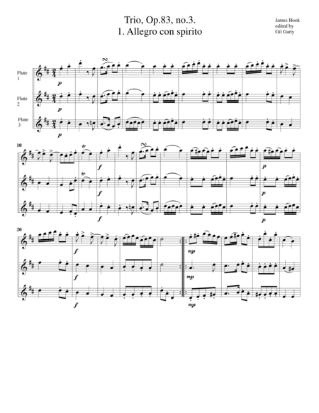 Trio, 3 flutes, Op.83, no.3 in D major