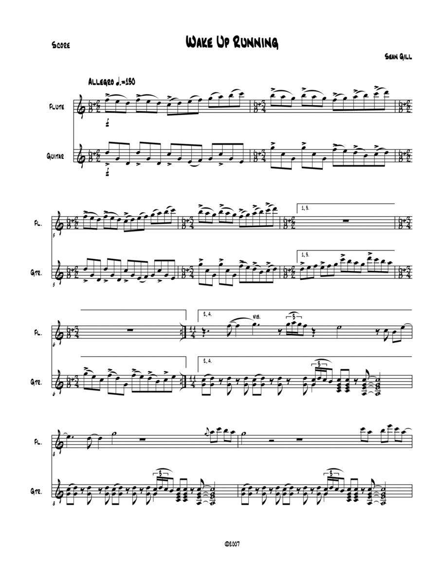 Wake Up Running Flute scores gallery preview page 1