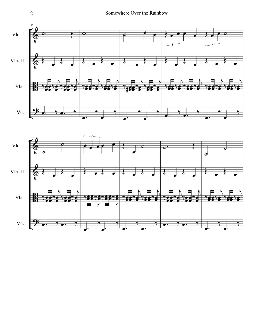 Over The Rainbow (from The Wizard Of Oz) String Quartet scores gallery preview page 2