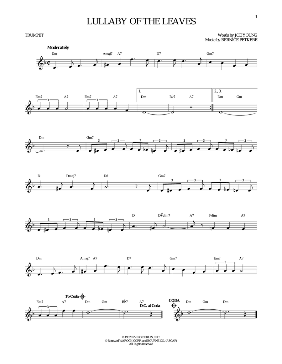 Lullaby Of The Leaves Trumpet Solo scores gallery preview page 1
