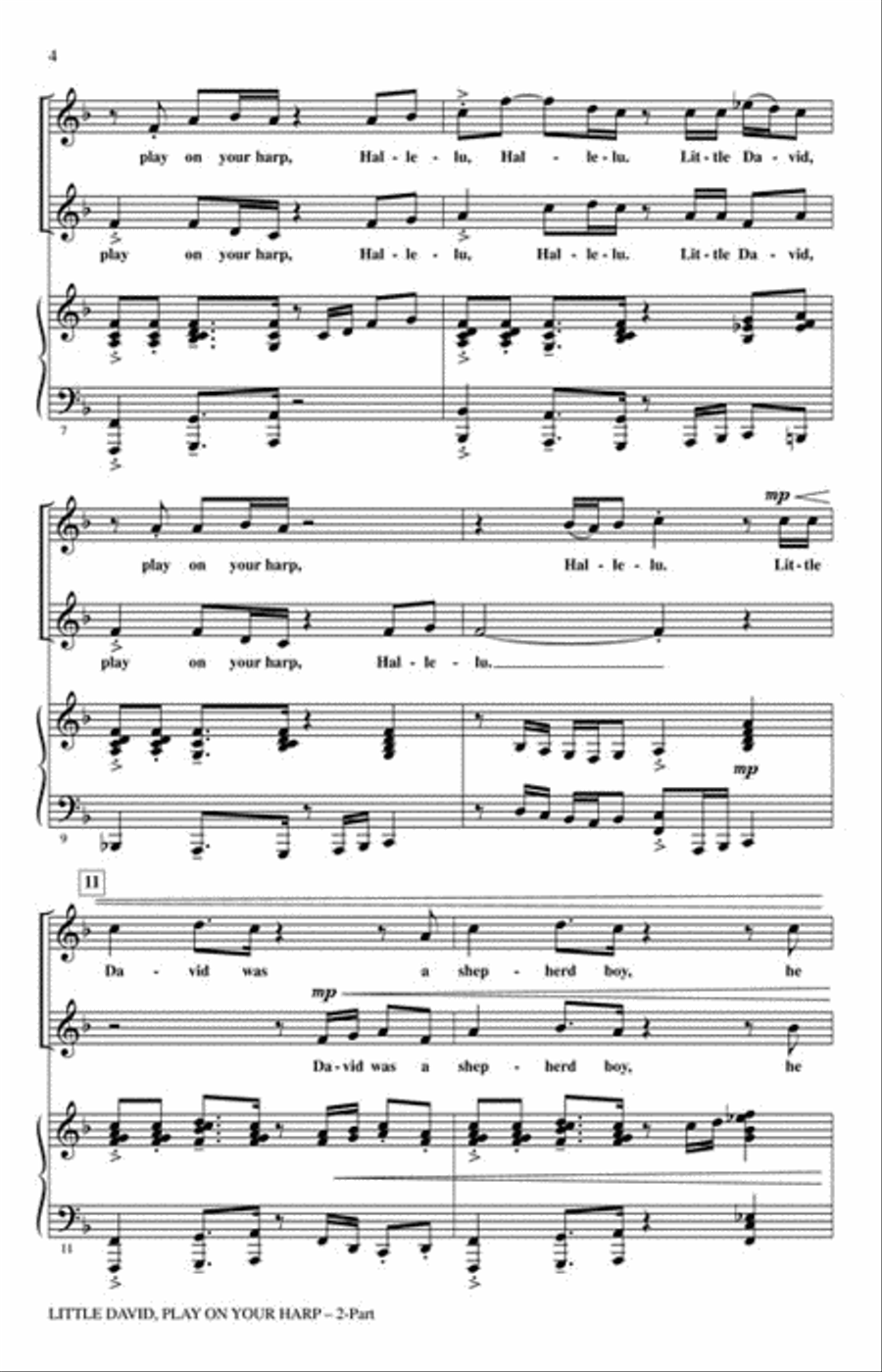 Little David, Play on Your Harp 2-Part scores gallery preview page 3