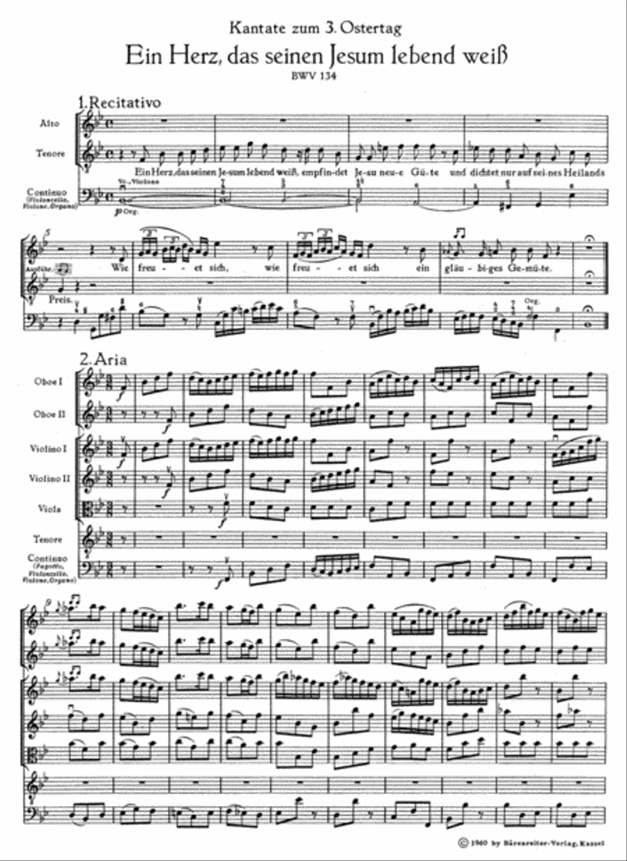 Ein Herz, dass seinen Jesum lebend weiss BWV 134 4-Part scores gallery preview page 2