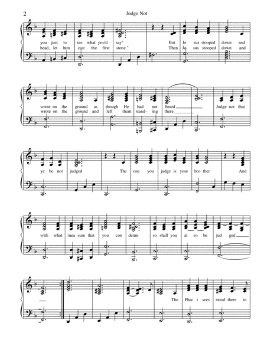 Judge Not (John 8 & Matthew 7) TTBB scores gallery preview page 2