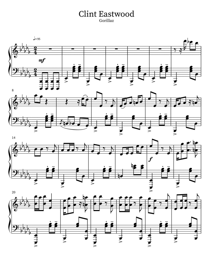 Clint Eastwood Piano Solo scores gallery preview page 1