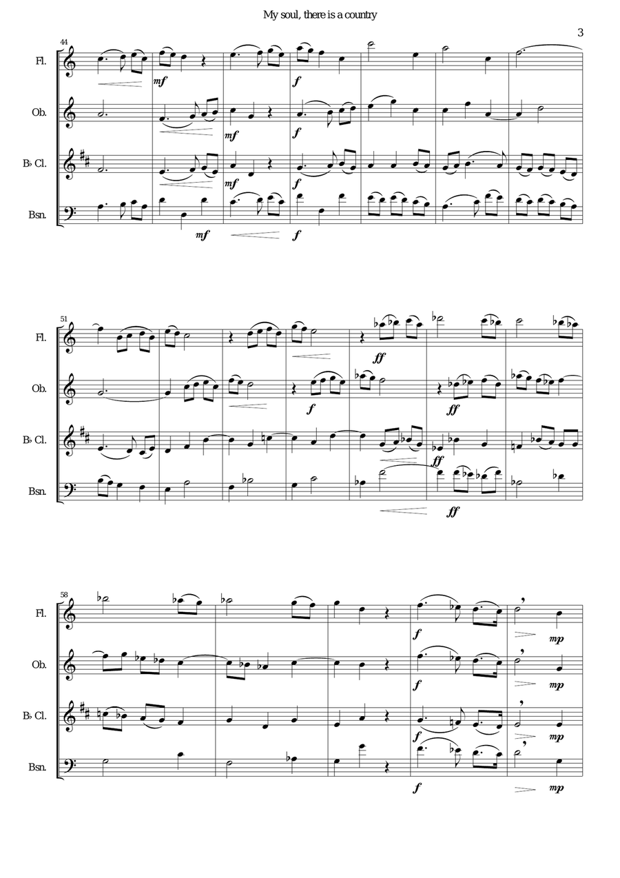 My soul, there is a country for wind quartet Woodwind Quartet scores gallery preview page 3