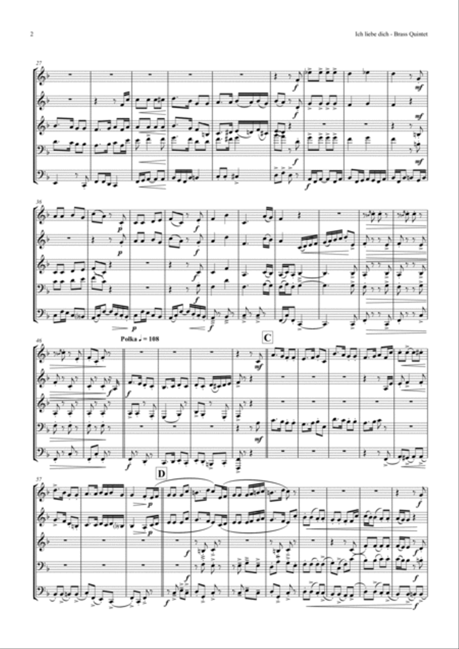 Ich liebe dich - Beethoven goes Polka - Brass Quintet Brass Quintet scores gallery preview page 2