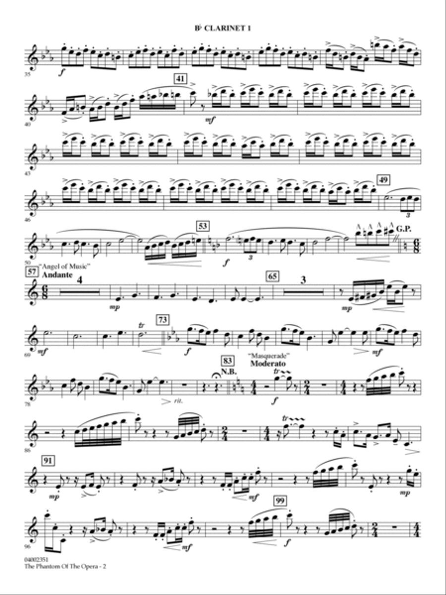 The Phantom Of The Opera (Soundtrack Highlights) (arr. Paul Murtha) - Bb Clarinet 1 Concert Band scores gallery preview page 2