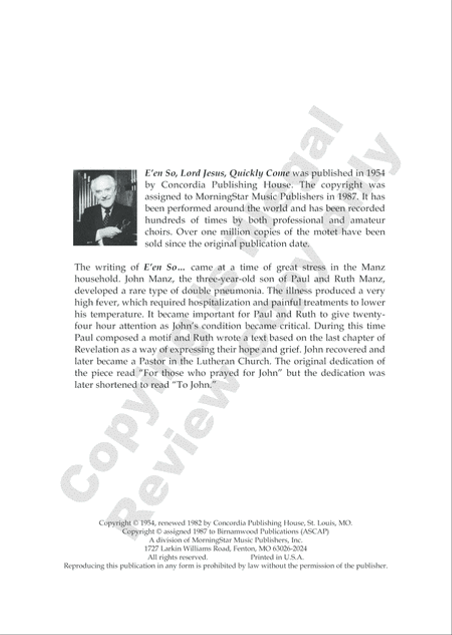 E'en So, Lord Jesus, Quickly Come 4-Part scores gallery preview page 2