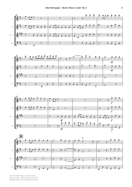 Alla Hornpipe by Handel - Woodwind Quartet (Full Score) - Score Only image number null
