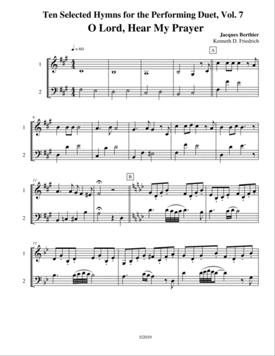 Ten Selected Hymns for the Performing Duet, Vol. 7 - horn and low horn Brass Duet scores gallery preview page 1