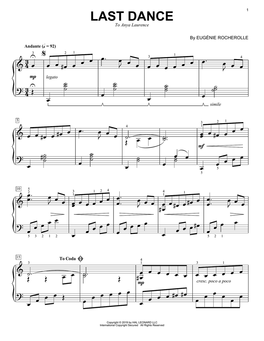 Last Dance Piano Solo scores gallery preview page 1