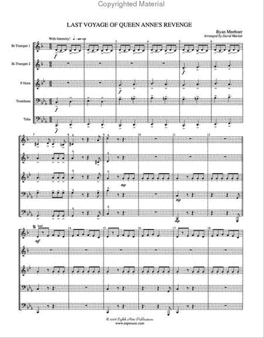 Last Voyage of Queen Anne's Revenge Brass Quintet scores gallery preview page 2