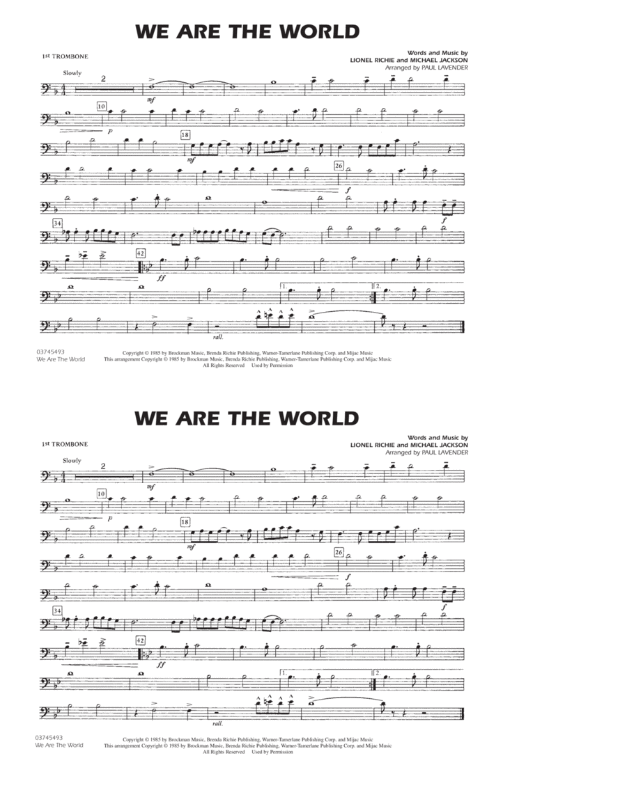 We Are The World - Trombone 1