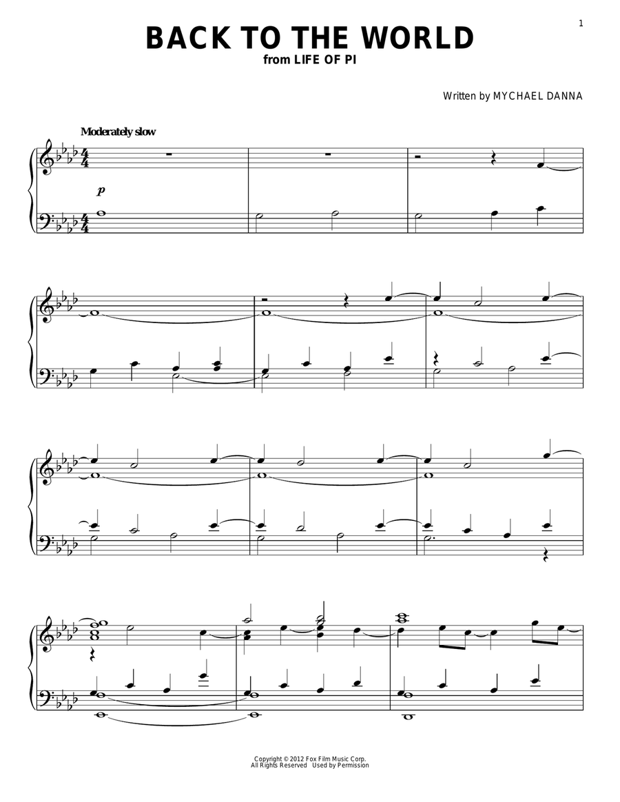 Back To The World Back To The World Piano Solo scores gallery preview page 1
