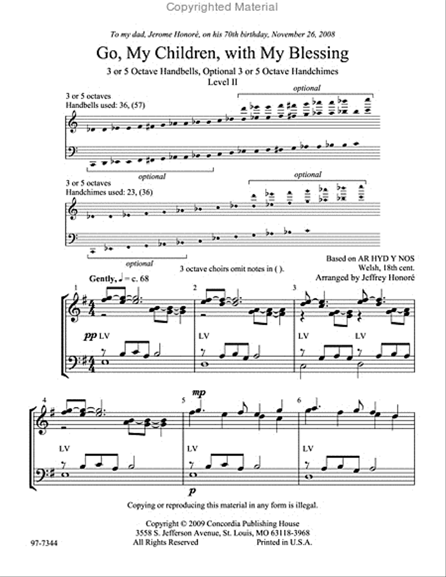 Go, My Children, with My Blessing (Honore) Handbell Choir scores gallery preview page 2