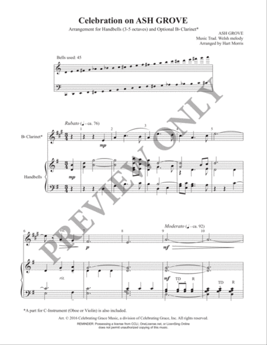 Celebration on ASH GROVE Director's Score (Print) Handbell Choir scores gallery preview page 2