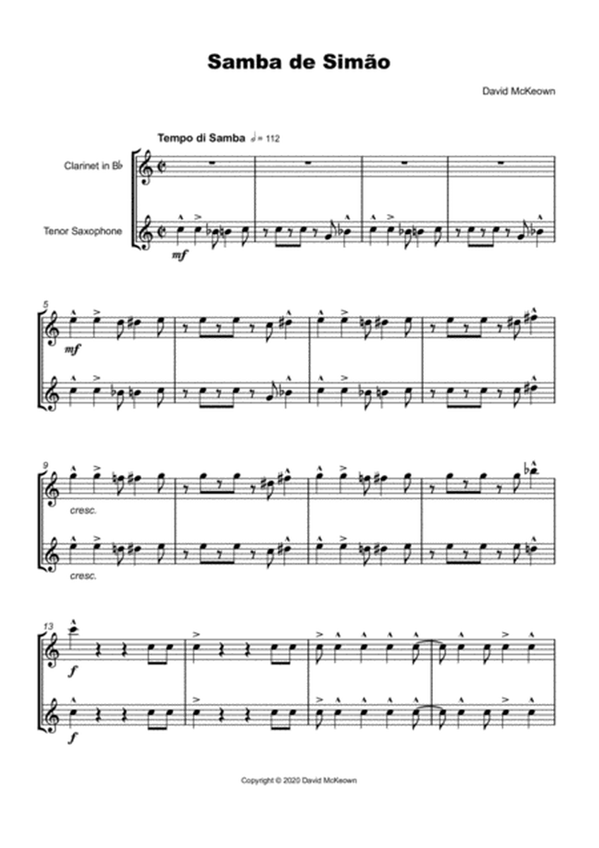 Samba de Simão, for Clarinet and Tenor Saxophone Duet