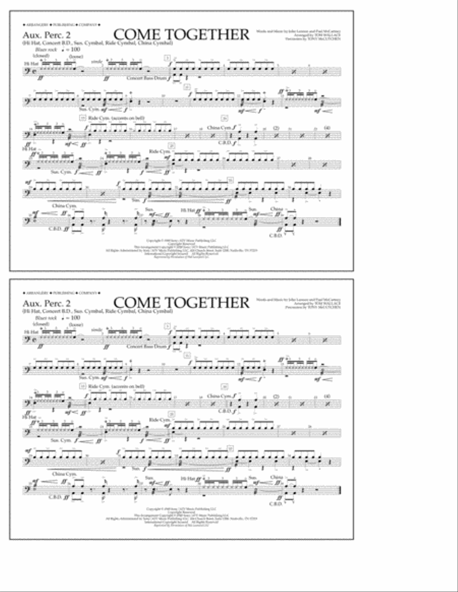 Come Together (arr. Tom Wallace) - Aux. Perc. 2