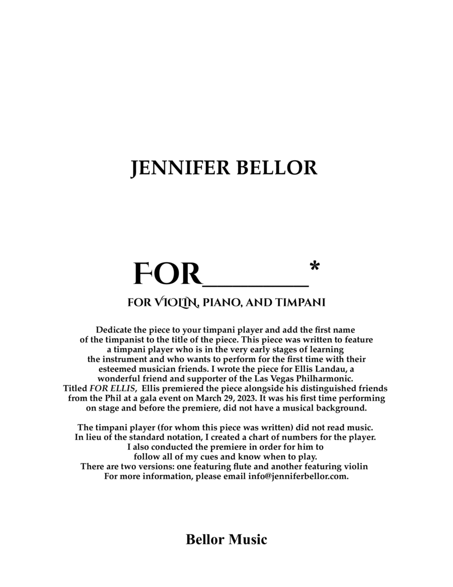 For____* for violin, piano and timpani - dedicated to your timpanist - mixed level Chamber Music scores gallery preview page 1
