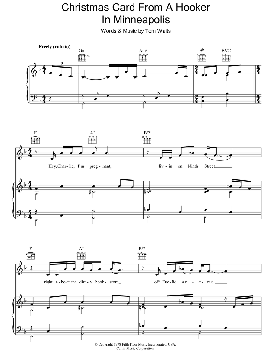 Christmas Card From A Hooker In Minneapolis Piano, Vocal, Guitar scores gallery preview page 1