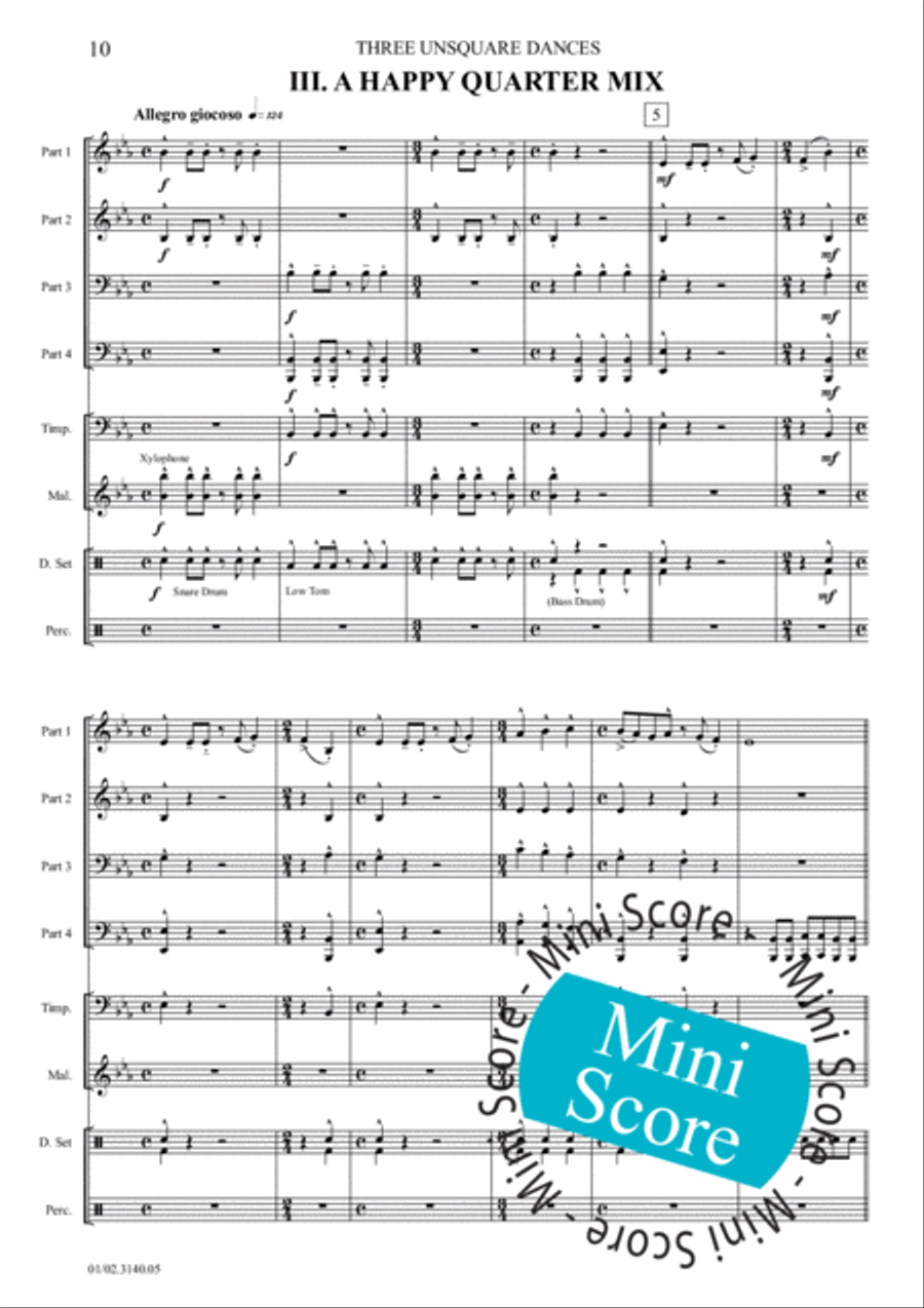 Three Unsquare Dances Fanfare Band scores gallery preview page 16
