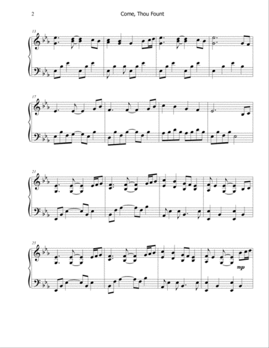 Come, Thou Fount of Every Blessing Piano Solo scores gallery preview page 2
