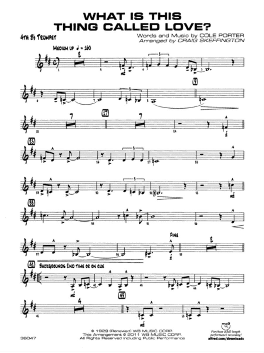 What Is This Thing Called Love?: 4th B-flat Trumpet