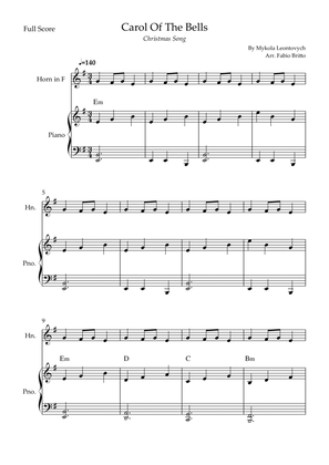 Carol Of The Bells (Christmas Song) for Horn in F Solo and Piano Accompaniment with Chords