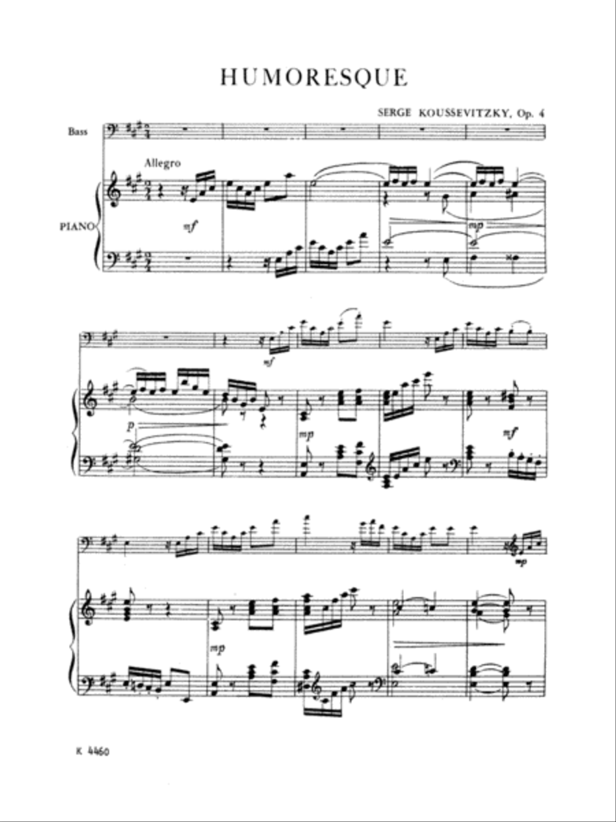 Koussevitzky: Humoresque, Op. 4 Piano scores gallery preview page 1