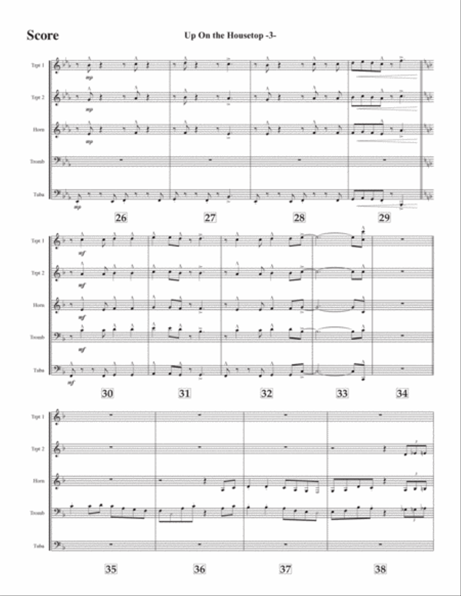 Up On the Housetop for brass quintet Brass Quintet scores gallery preview page 3