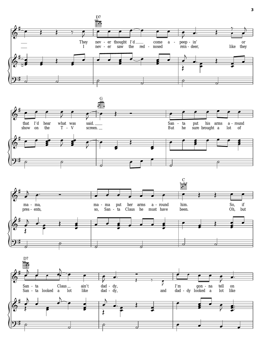 Santa Looked A Lot Like Daddy Piano, Vocal, Guitar scores gallery preview page 3