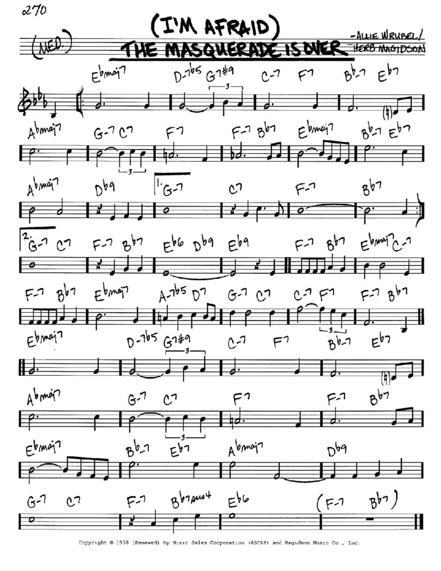 (I'm Afraid) The Masquerade Is Over Piano scores gallery preview page 1