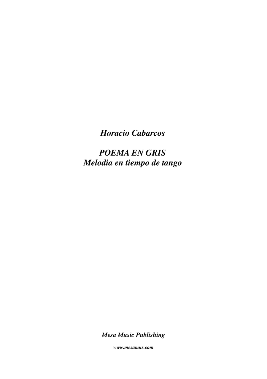 Horacio Cabarcos, Poema en Gris, Melodia en tiempo de tango for piano and bass. Double Bass scores gallery preview page 1