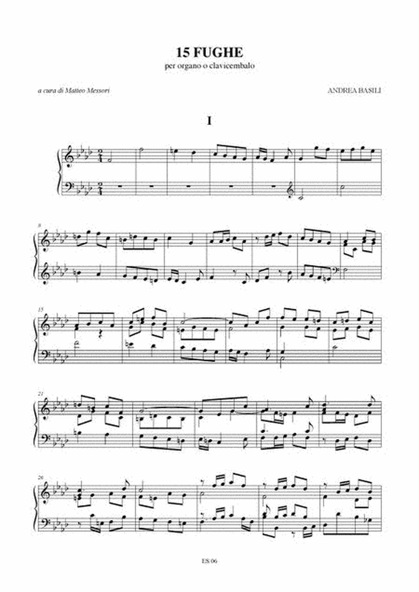 15 Fugues (Venezia 1776) for Organ or Harpsichord